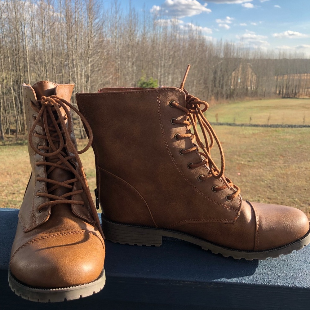 Brown “Lace Up” Booties